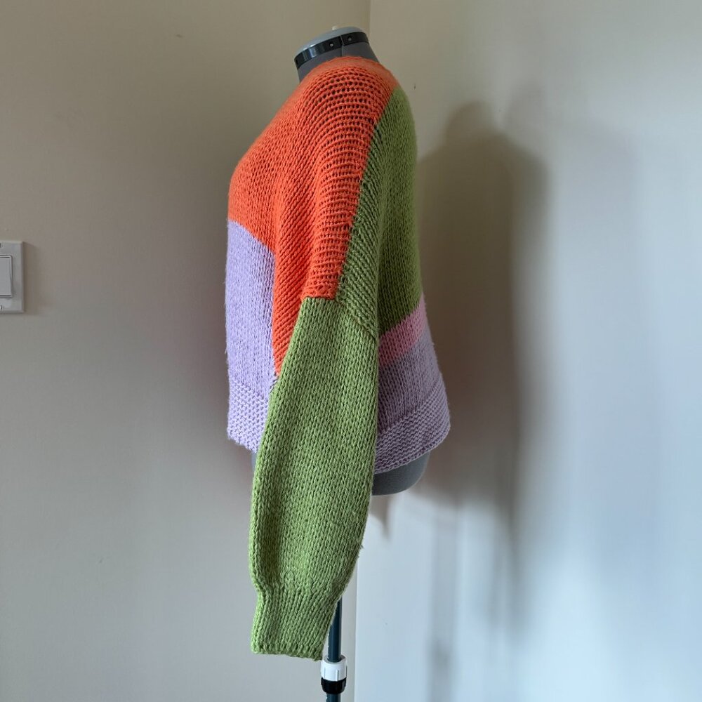 Davi & Dani Colourblock Chunky Knit Dopamine Dressing Cardigan S/M - Picture 2 of 10
